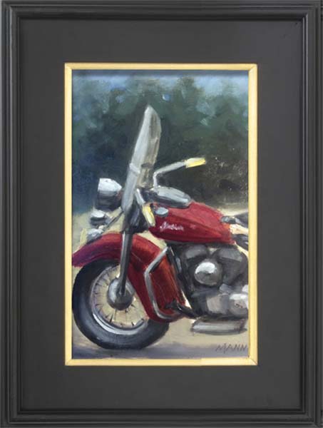 Small Oil Painting of a Vintage Indian Motorcycle