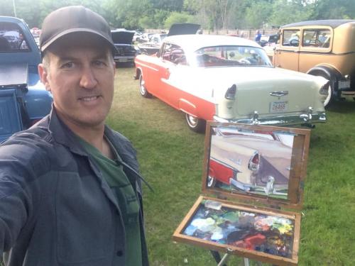 Oil Painting of Hot Rod Car